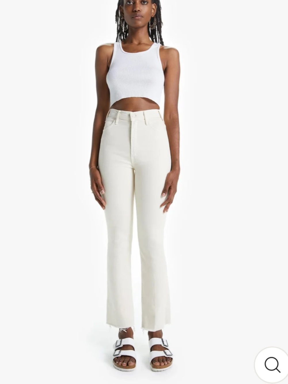 MOTHER High-Rise Jeans in Off-White/Cream